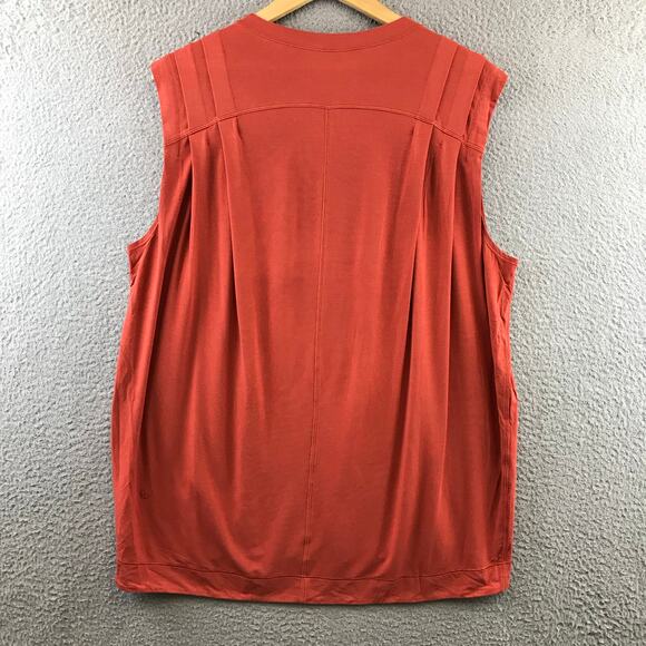 Lululemon Women Modal Pleated Shoulder Tank Top Red Rock Rust Orange Relaxed - Picture 2 of 7